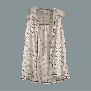 Aeropostale White Button-Up Tank w/ Navy Dots